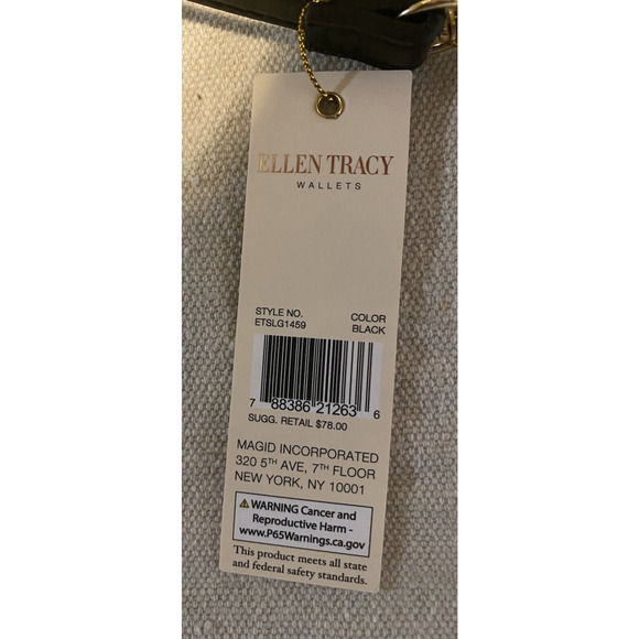 NWT Ellen Tracy Purse Black Diamond Quilted Collection Wristlet Detachable Strap - Picture 7 of 9